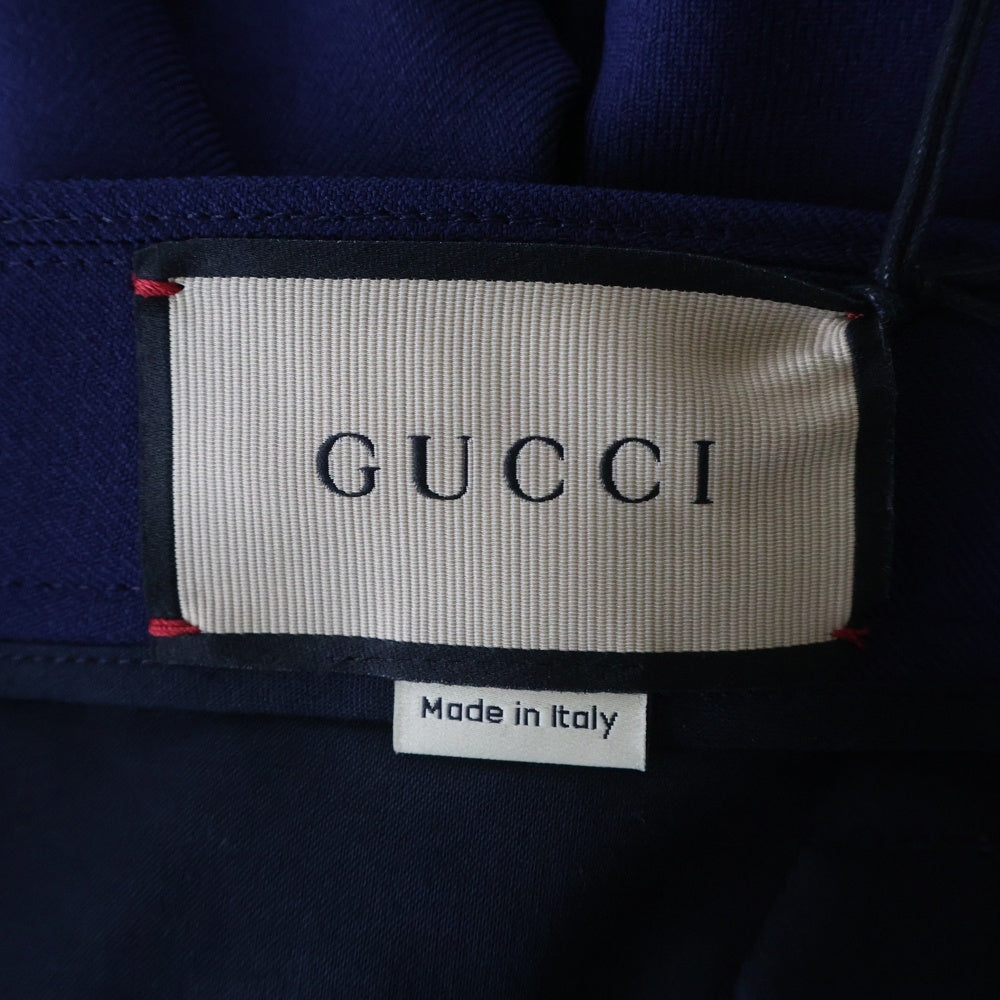 GUCCI(グッチ) シンチバック ノータック スラックスパンツ トラウザーズ ネイビー 690469