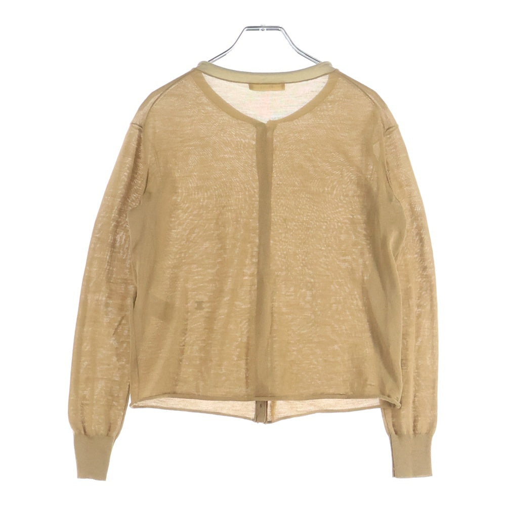 CELINE(セリーヌ) トリオンフロゴ刺繍 カーディガン ウール シルク ベージュ 2 5P69/3238 レディース