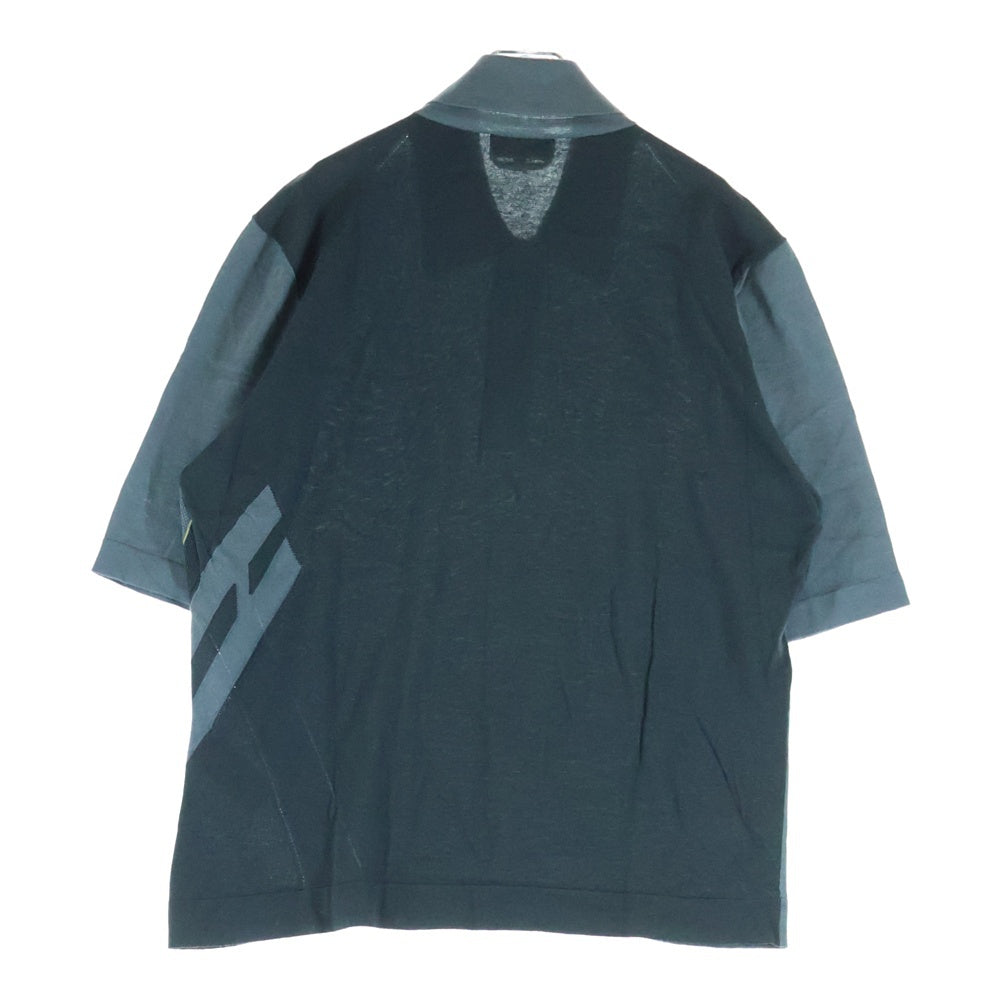HERMES(エルメス) メッシュ切り替え カシミヤ混 コットン ニット ポロシャツ グレー