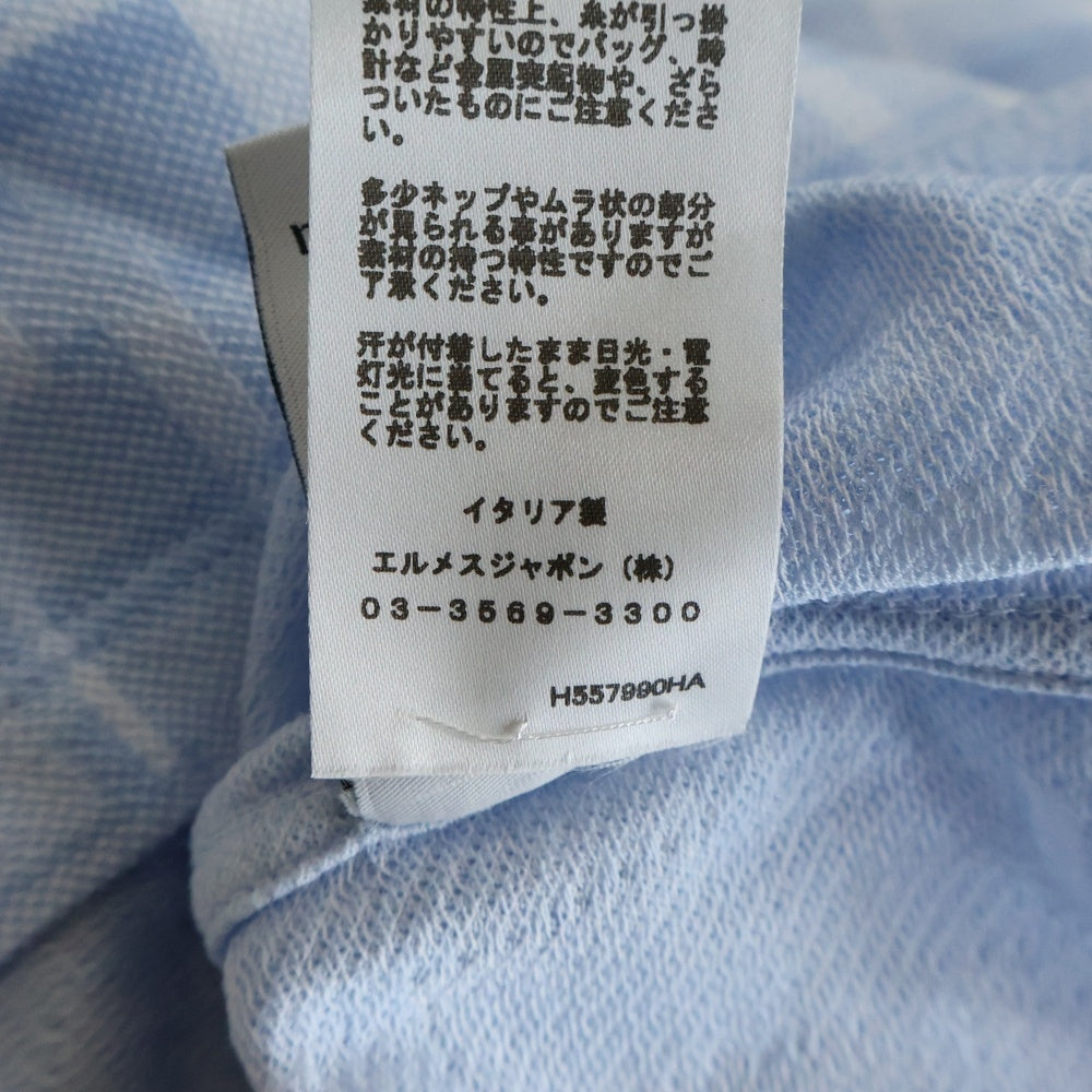 HERMES(エルメス) 総柄プリント クルーネック 半袖Tシャツ カットソー ライトブルー