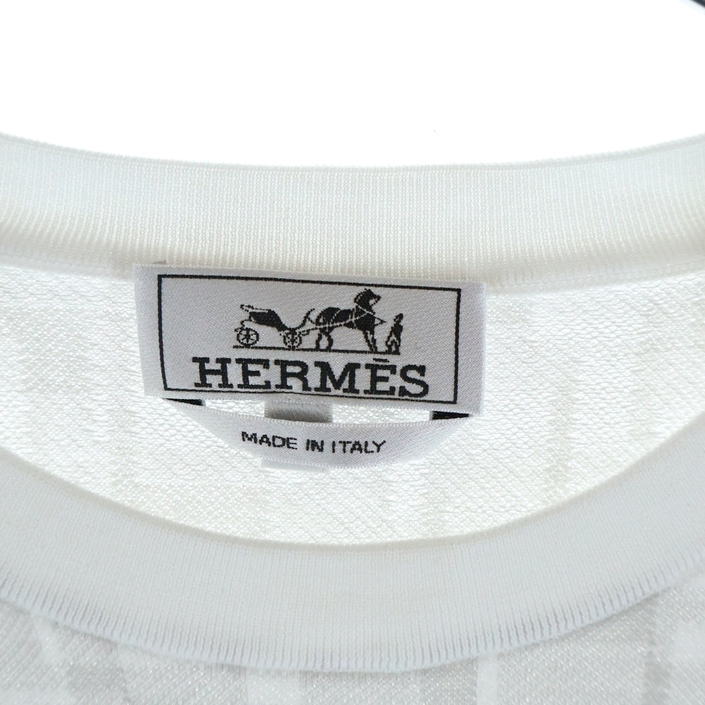 HERMES(エルメス) 総柄プリント クルーネック 半袖Tシャツ カットソー グレー