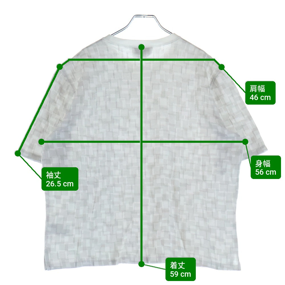 HERMES(エルメス) 総柄プリント クルーネック 半袖Tシャツ カットソー グレー
