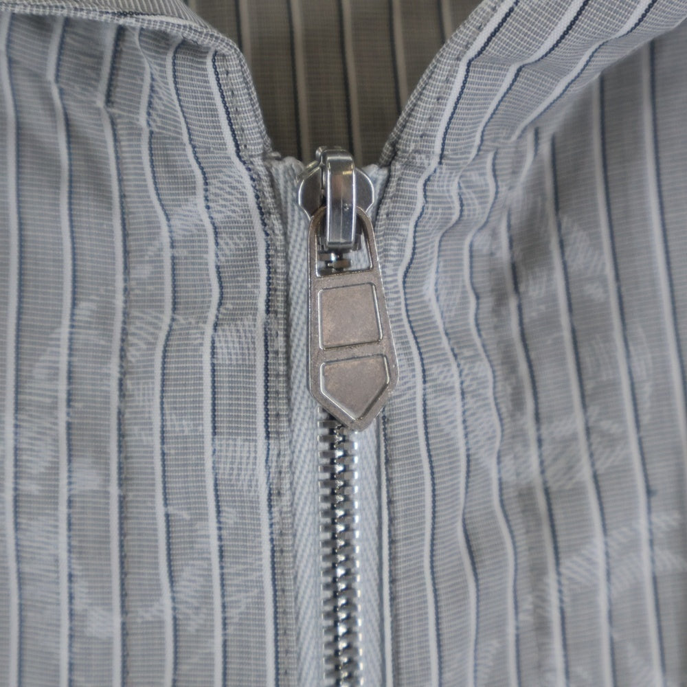 HERMES(エルメス) ストライプ総柄 フーデッド ジップアップ 長袖シャツ グレー