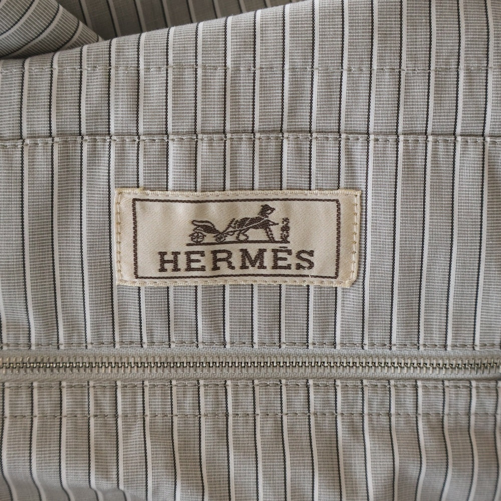 HERMES(エルメス) ストライプ総柄 フーデッド ジップアップ 長袖シャツ グレー