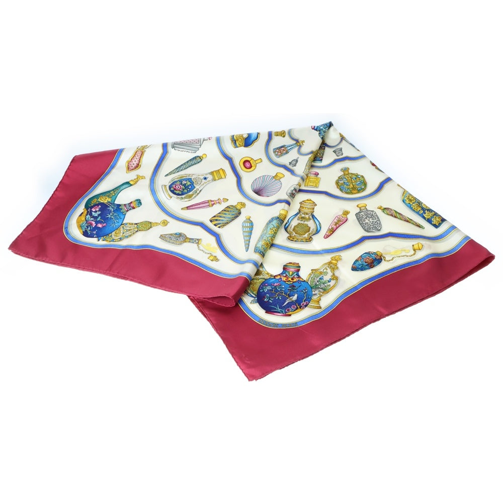 HERMES(エルメス) カレ90 Qu importe le flacon シルクスカーフ ワインレッド×アイボリー レディース