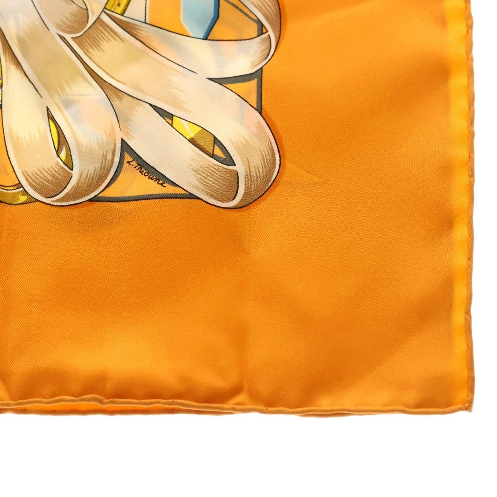 HERMES(エルメス) カレ90 CHEVAUX DE TRAIT シルクスカーフ オレンジ レディース