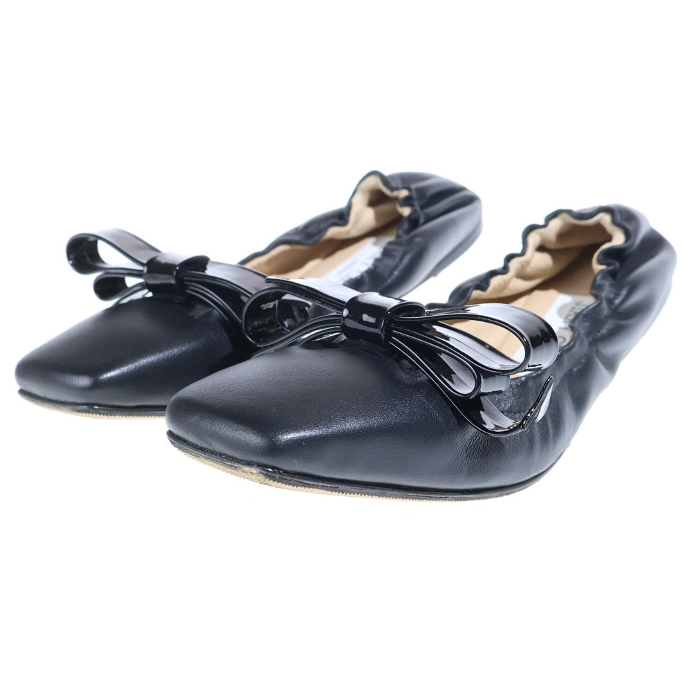 JIMMY CHOO(ジミーチュウ) ADALEE スクエアトゥ リボン バレエシューズ フラットシューズ レディース
