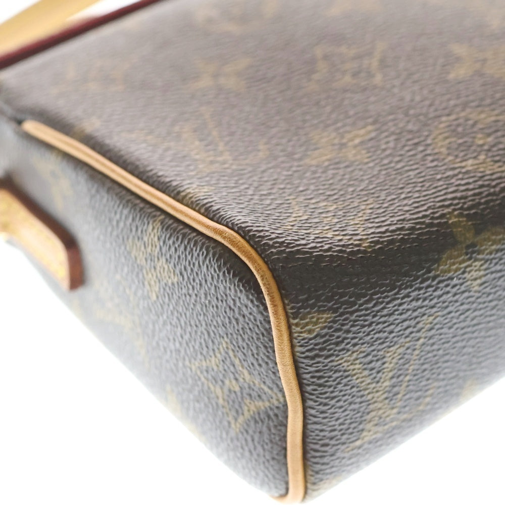 LOUIS VUITTON(ルイヴィトン) モノグラム レシタル ハンドバッグ ワンショルダーバッグ ブラウン レザー×PVC M51900 ゴールド金具 レディース