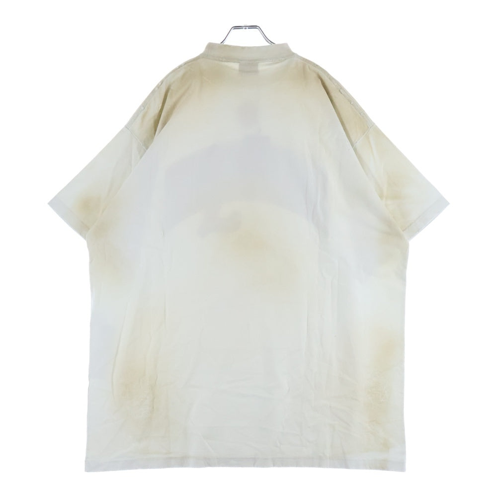 BALENCIAGA(バレンシアガ) 23SS SKATER OVERSIZED クラッシュダスト加工 スケーターワッペンロゴ半袖カットソー Tシャツ ホワイト 739028 TOVN2
