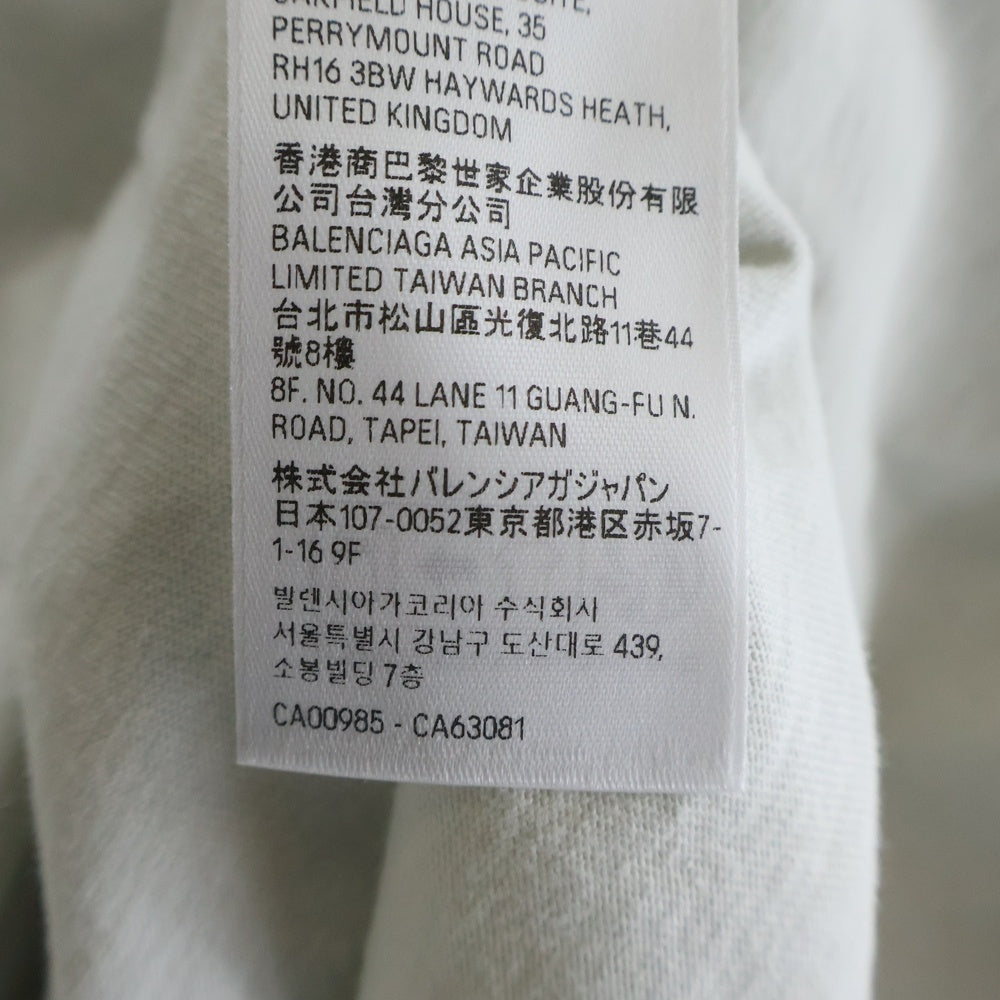 BALENCIAGA(バレンシアガ) 23SS SKATER OVERSIZED クラッシュダスト加工 スケーターワッペンロゴ半袖カットソー Tシャツ ホワイト 739028 TOVN2