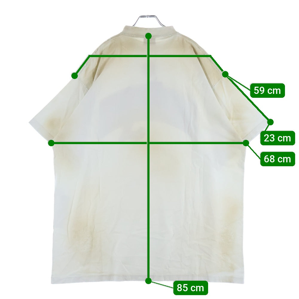 BALENCIAGA(バレンシアガ) 23SS SKATER OVERSIZED クラッシュダスト加工 スケーターワッペンロゴ半袖カットソー Tシャツ ホワイト 739028 TOVN2