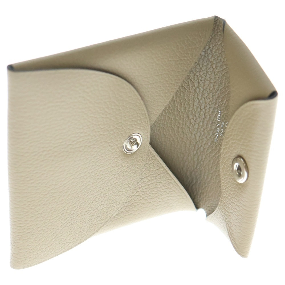 HERMES(エルメス) バスティア ベージュマルファ シェーブル カードケース コインケース 小物入れ ベージュ レザー W刻印 レディース