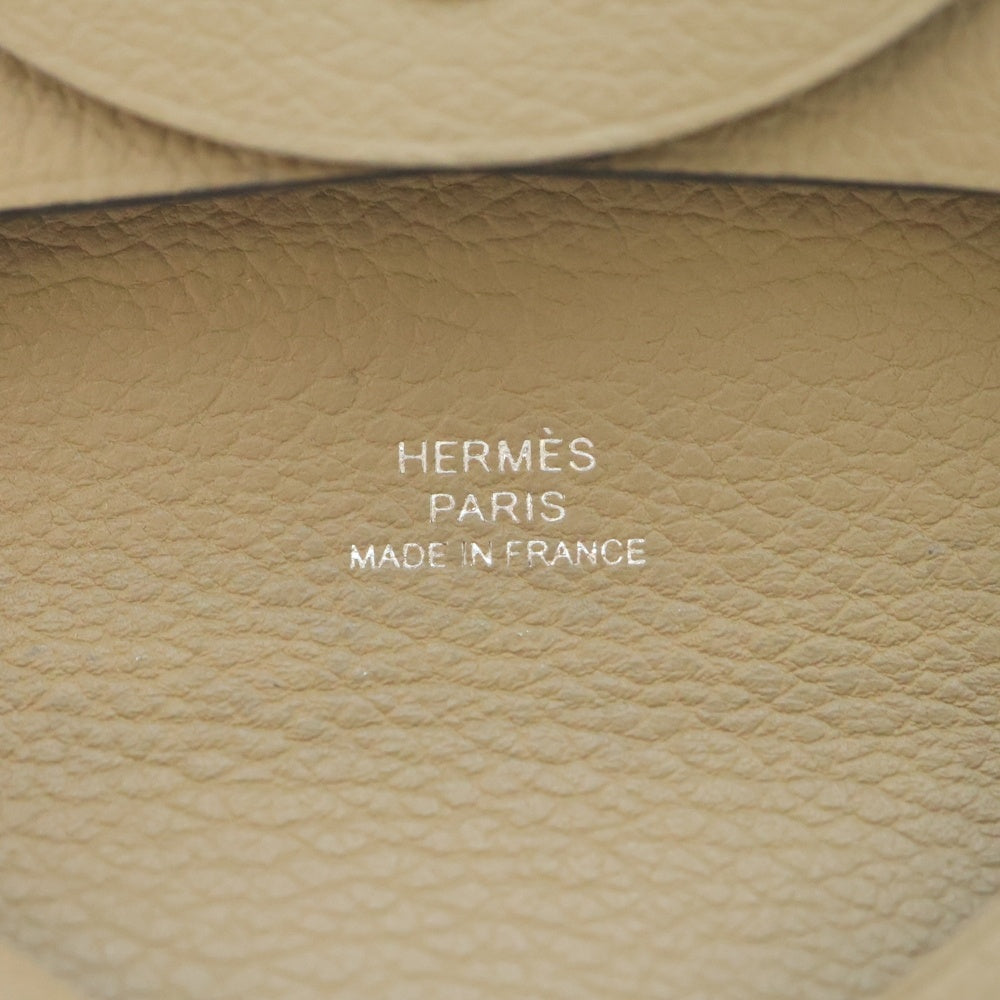 HERMES(エルメス) バスティア ベージュマルファ シェーブル カードケース コインケース 小物入れ ベージュ レザー W刻印 レディース