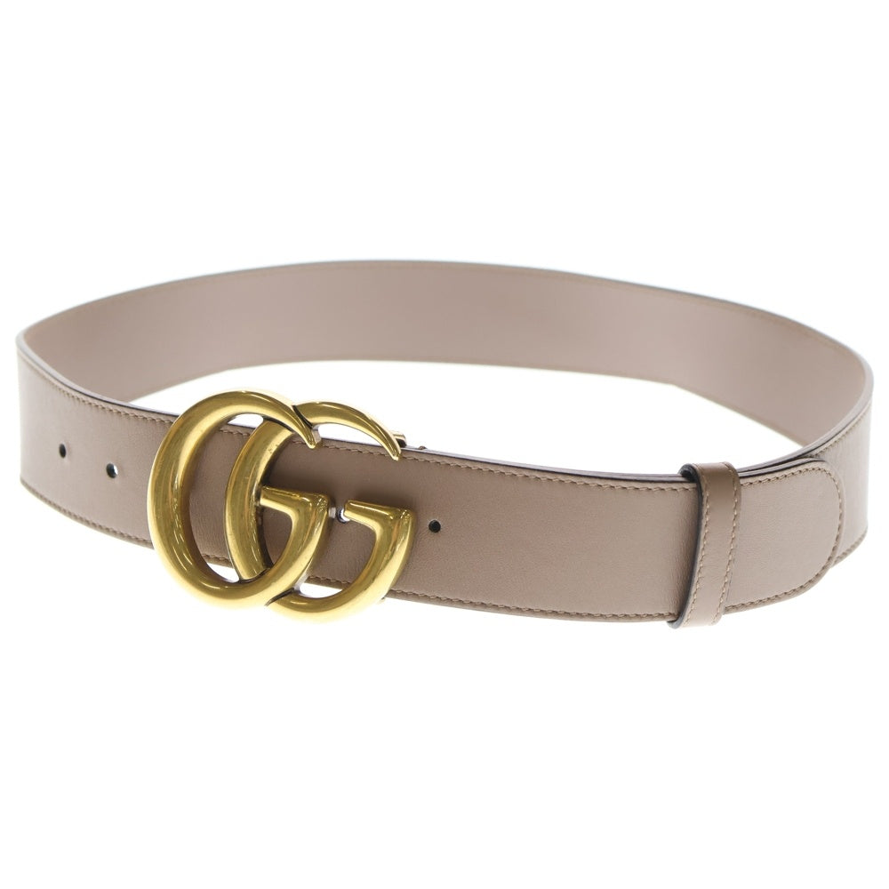 GUCCI(グッチ) GGマーモント ベルト ピンクベージュ レザー 75・30 400593 ゴールド金具 レディース
