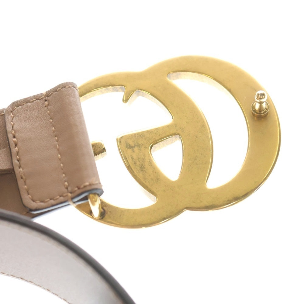 GUCCI(グッチ) GGマーモント ベルト ピンクベージュ レザー 75・30 400593 ゴールド金具 レディース