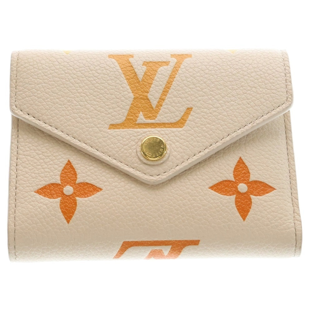 LOUIS VUITTON(ルイヴィトン) モノグラム・アンプラント ポルトフォイユ・ヴィクトリーヌ レザー 三つ折り財布 アイボリー/オレンジ M82202