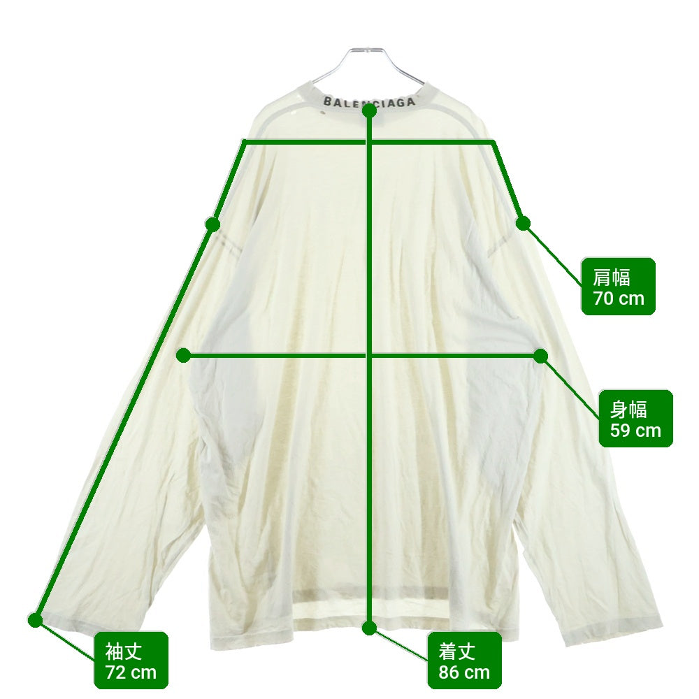 BALENCIAGA(バレンシアガ) クラッシュ加工 ネックロゴ 長袖Tシャツ カットソー 739783 TOVF4 ベージュ
