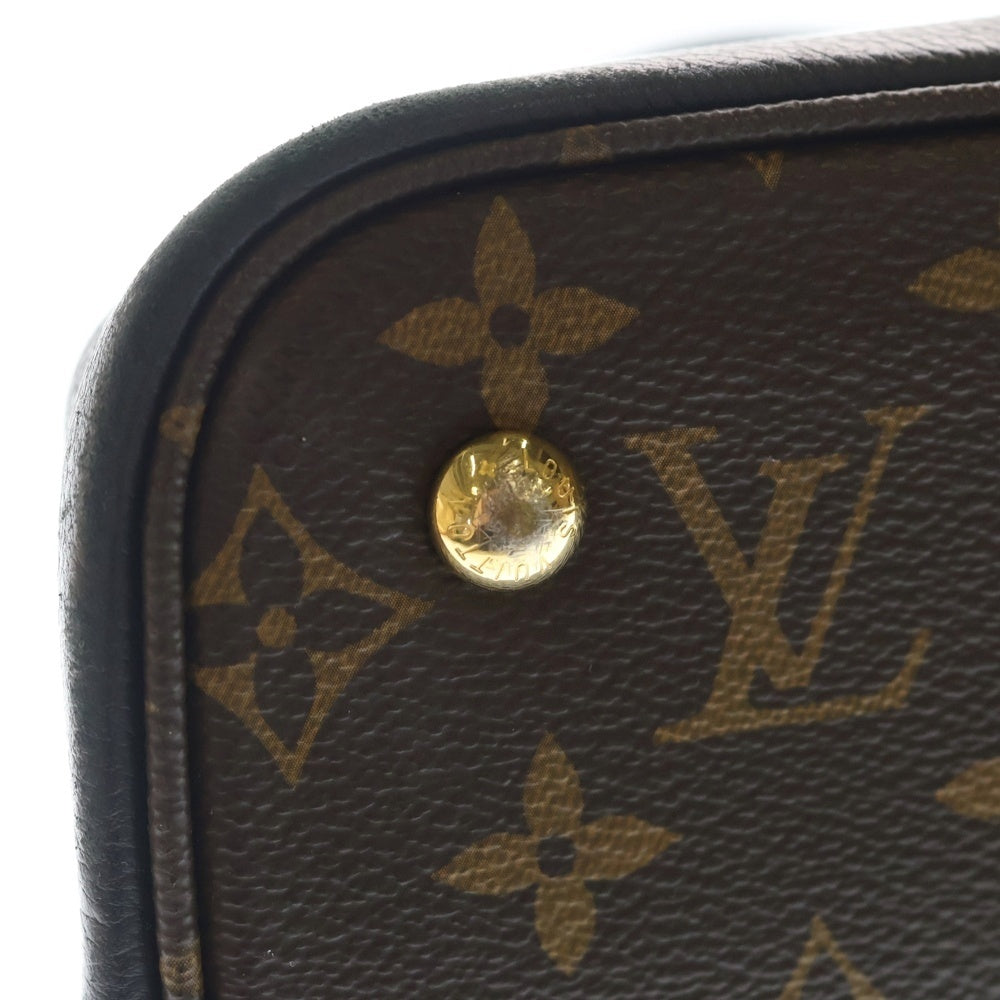 LOUIS VUITTON(ルイヴィトン) モノグラム フランドリン 2WAYバッグ ハンドバッグ ショルダーバッグ トートバッグ ブラック×ブラウン レザー×PVC M41595 ゴールド金具 レディース