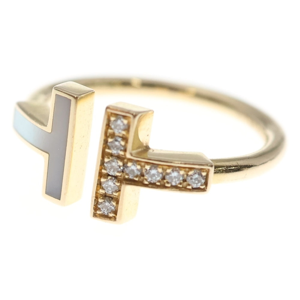 TIFFANY & Co.(ティファニー) Tワイヤー リング ダイヤ×マザーオブパール 指輪 ピンクゴールド K18PG 3.8g #50 レディース