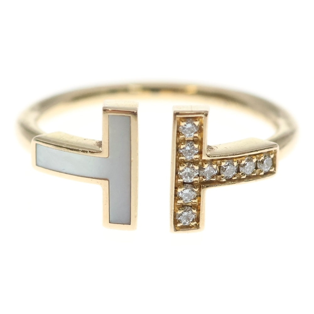 TIFFANY & Co.(ティファニー) Tワイヤー リング ダイヤ×マザーオブパール 指輪 ピンクゴールド K18PG 3.8g #50 レディース