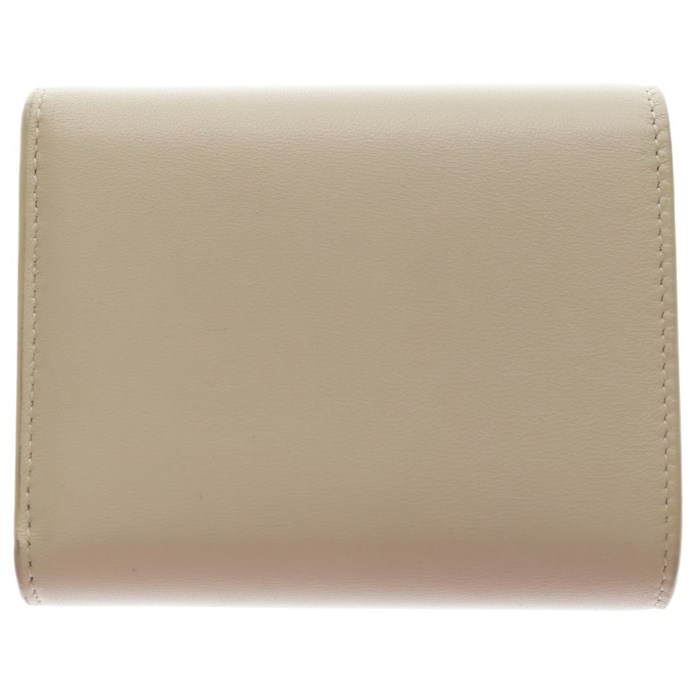 SAINT LAURENT PARIS(サンローランパリ) カサンドラ コンパクトウォレット 三つ折り財布 コインケース アイボリー クリーム ラム 742981 ゴールド金具 レディース