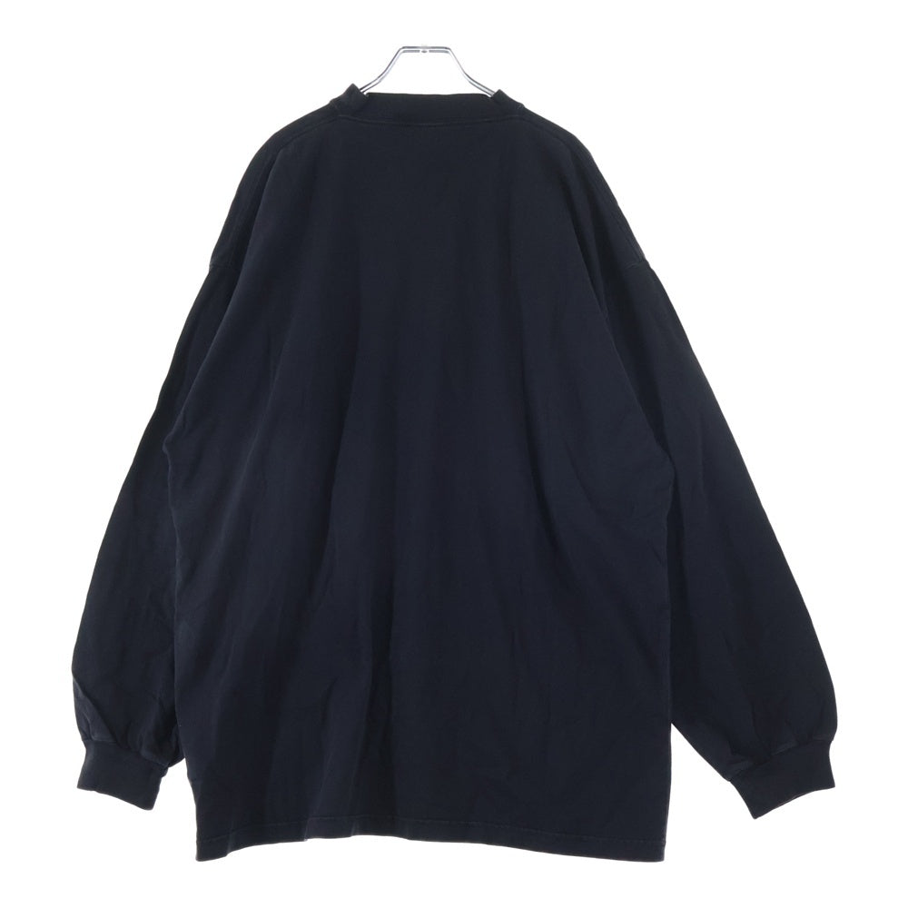 BALENCIAGA(バレンシアガ) ユーズド加工 アームロゴ刺繍 ロングスリーブ 長袖Tシャツ カットソー ブラック 739027