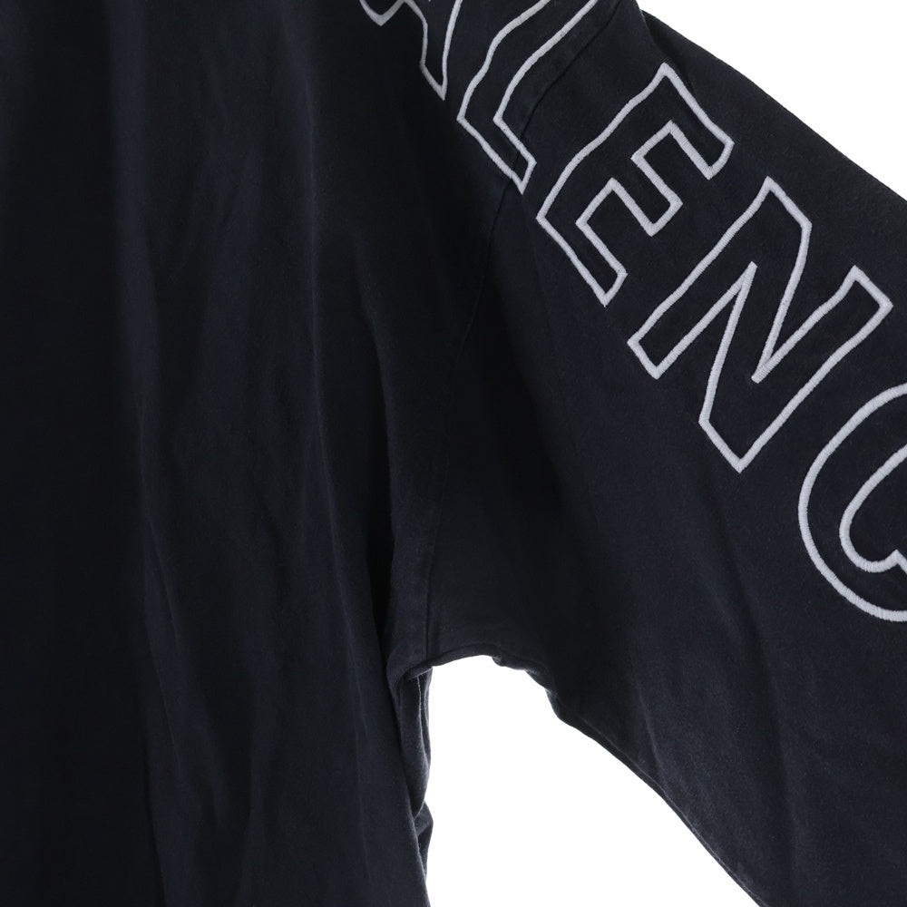 BALENCIAGA(バレンシアガ) ユーズド加工 アームロゴ刺繍 ロングスリーブ 長袖Tシャツ カットソー ブラック 739027