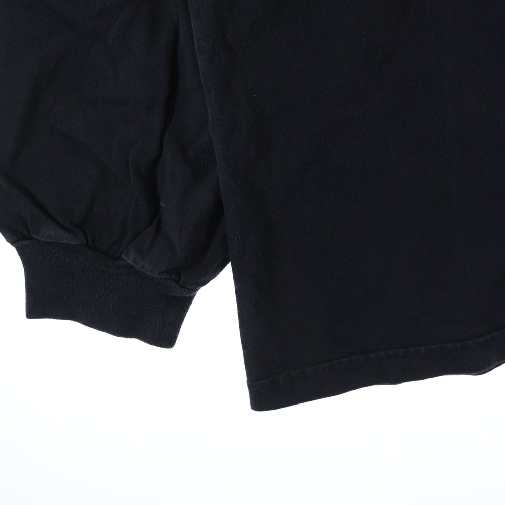 BALENCIAGA(バレンシアガ) ユーズド加工 アームロゴ刺繍 ロングスリーブ 長袖Tシャツ カットソー ブラック 739027