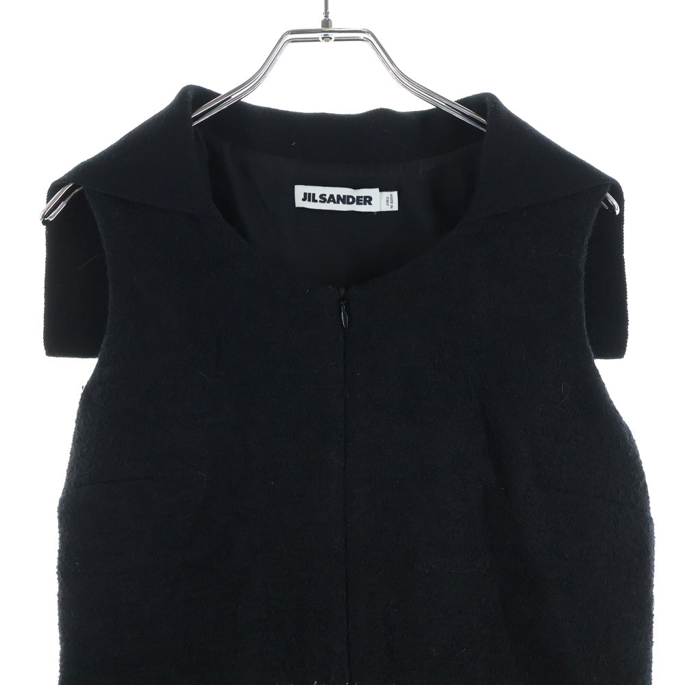 JIL SANDER(ジルサンダー) グレンチェック柄 切り替え ノースリーブ ロング ワンピース ブラック/グレー レディース