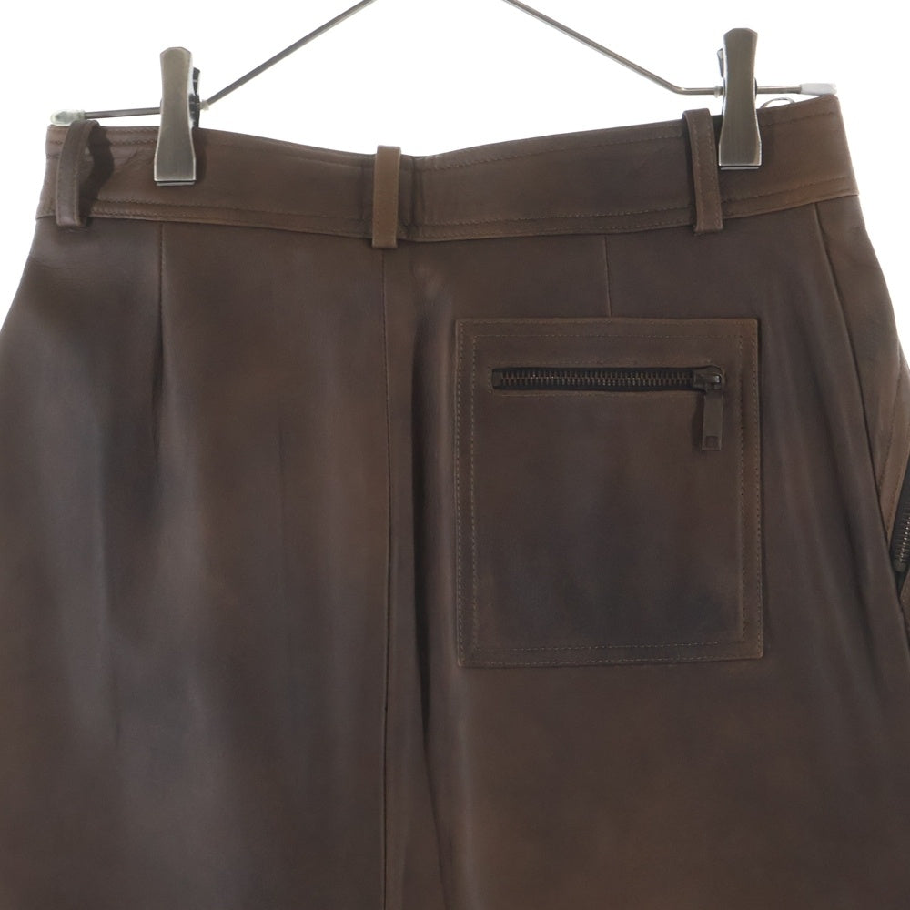 CELINE(セリーヌ) ジップデザイン レザースカート ブラウン レディース