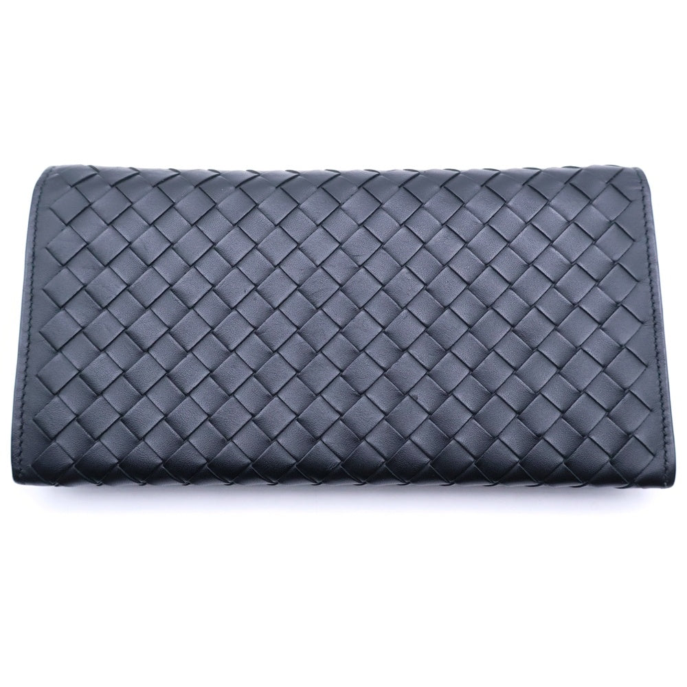 BOTTEGA VENETA(ボッテガヴェネタ) イントレチャート 二つ折り長財布 ロングウォレット カードケース ブラック レザー