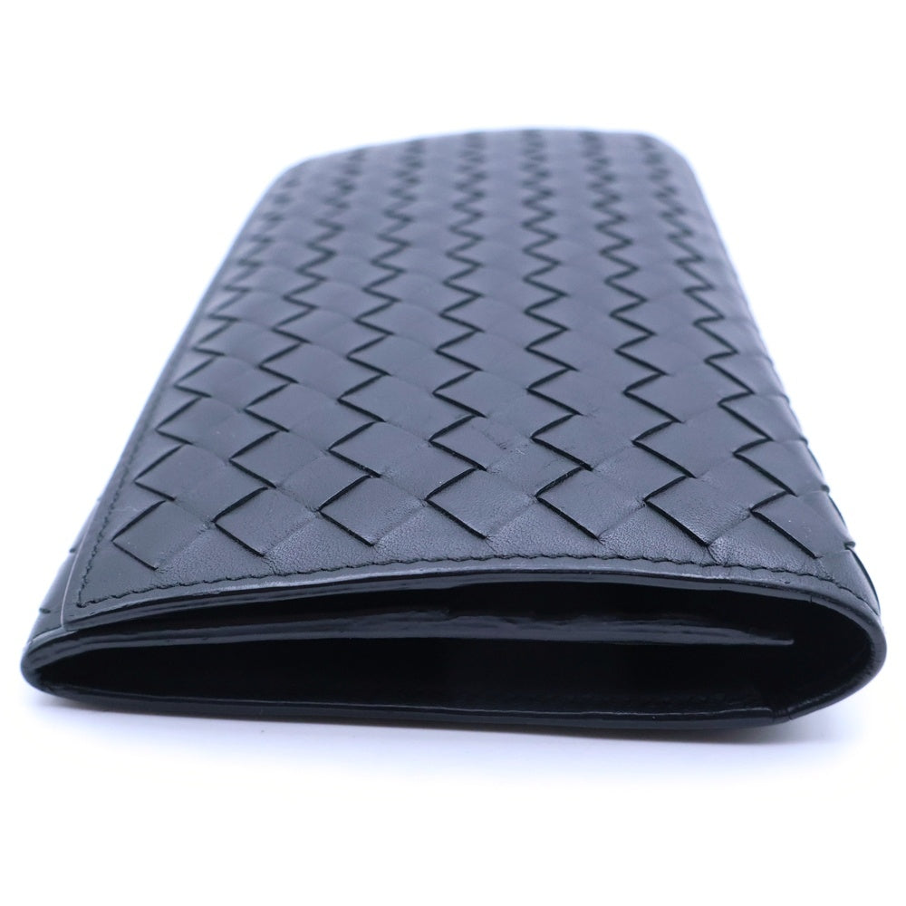 BOTTEGA VENETA(ボッテガヴェネタ) イントレチャート 二つ折り長財布 ロングウォレット カードケース ブラック レザー