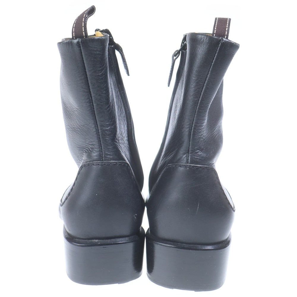 HERMES(エルメス) サイドジップ レザー ショートブーツ ブラック レディース