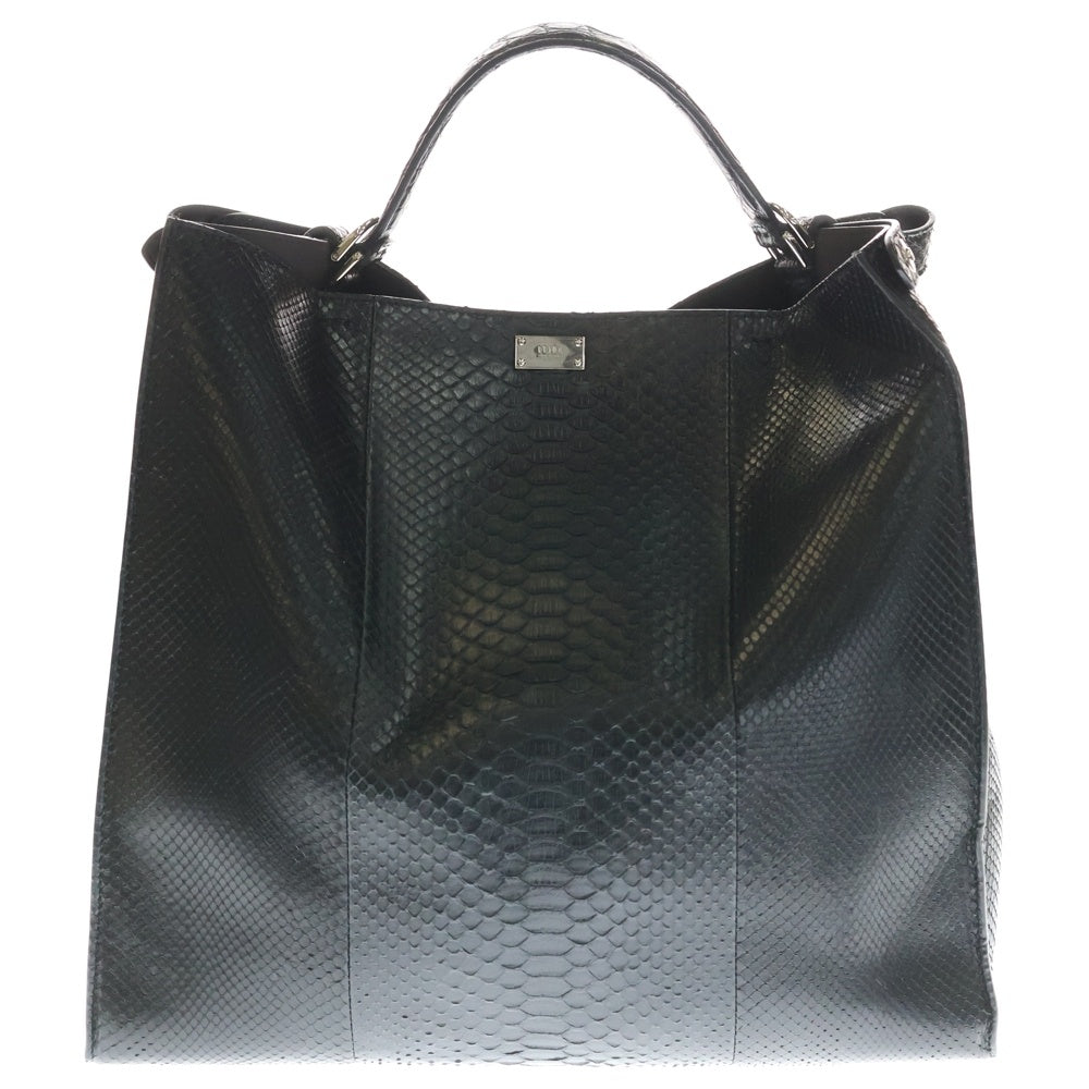 FENDI(フェンディ) ピーカブーエックスライト 2WAYショルダーバッグ トートバッグ ブラック パイソン×クロコダイル シルバー金具