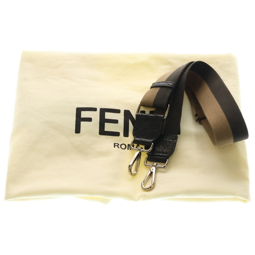 FENDI(フェンディ) ピーカブーエックスライト 2WAYショルダーバッグ トートバッグ ブラック パイソン×クロコダイル シルバー金具