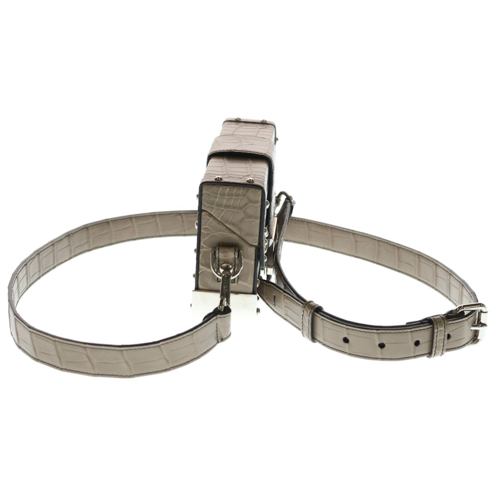 FENDI(フェンディ) バゲットトランクミニ ショルダーバッグ ベージュ グレー クロコ シルバー金具 レディース