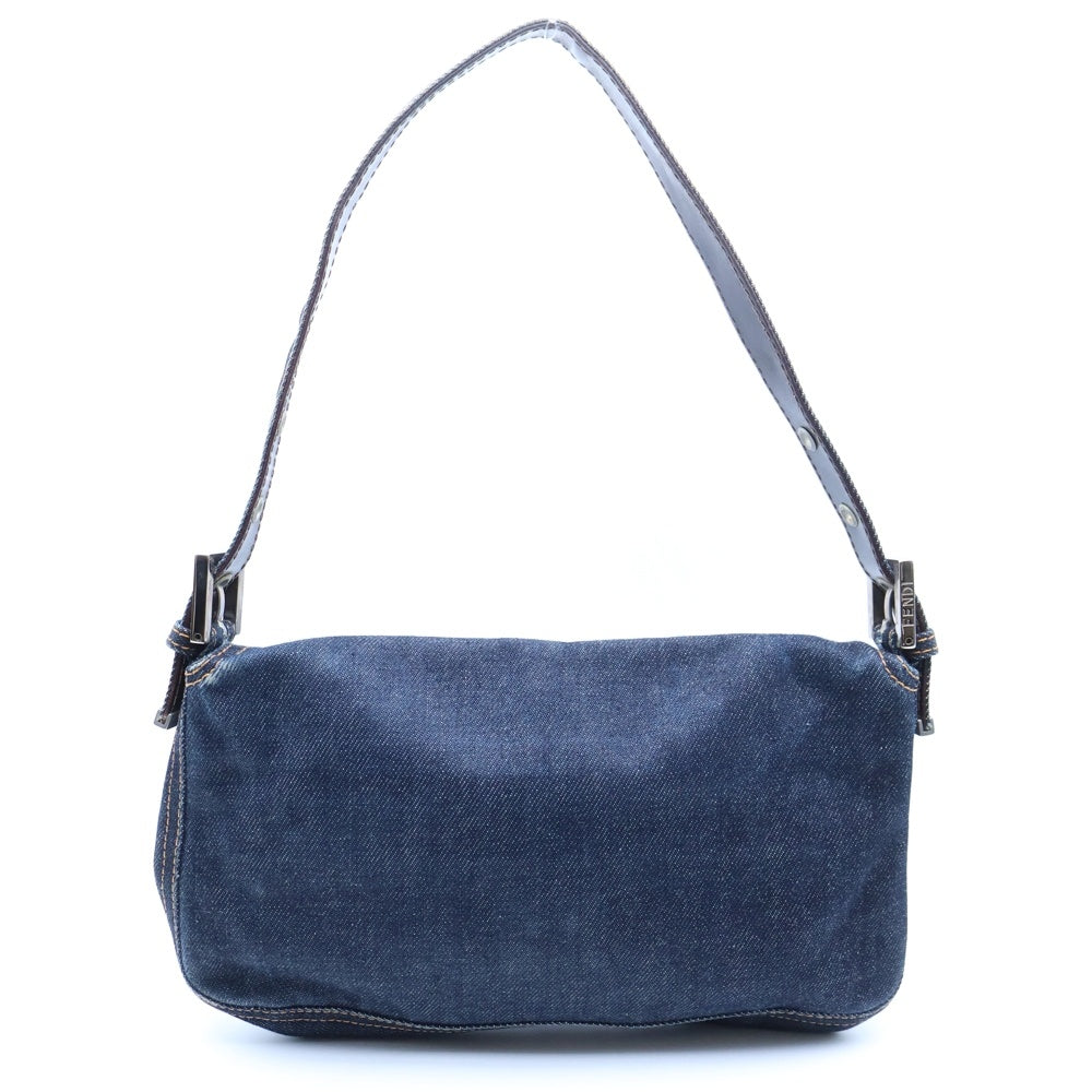FENDI(フェンディ) マンマバケット ハンドバッグ ワンショルダーバッグ デニム インディゴブルー シルバー金具 レディース