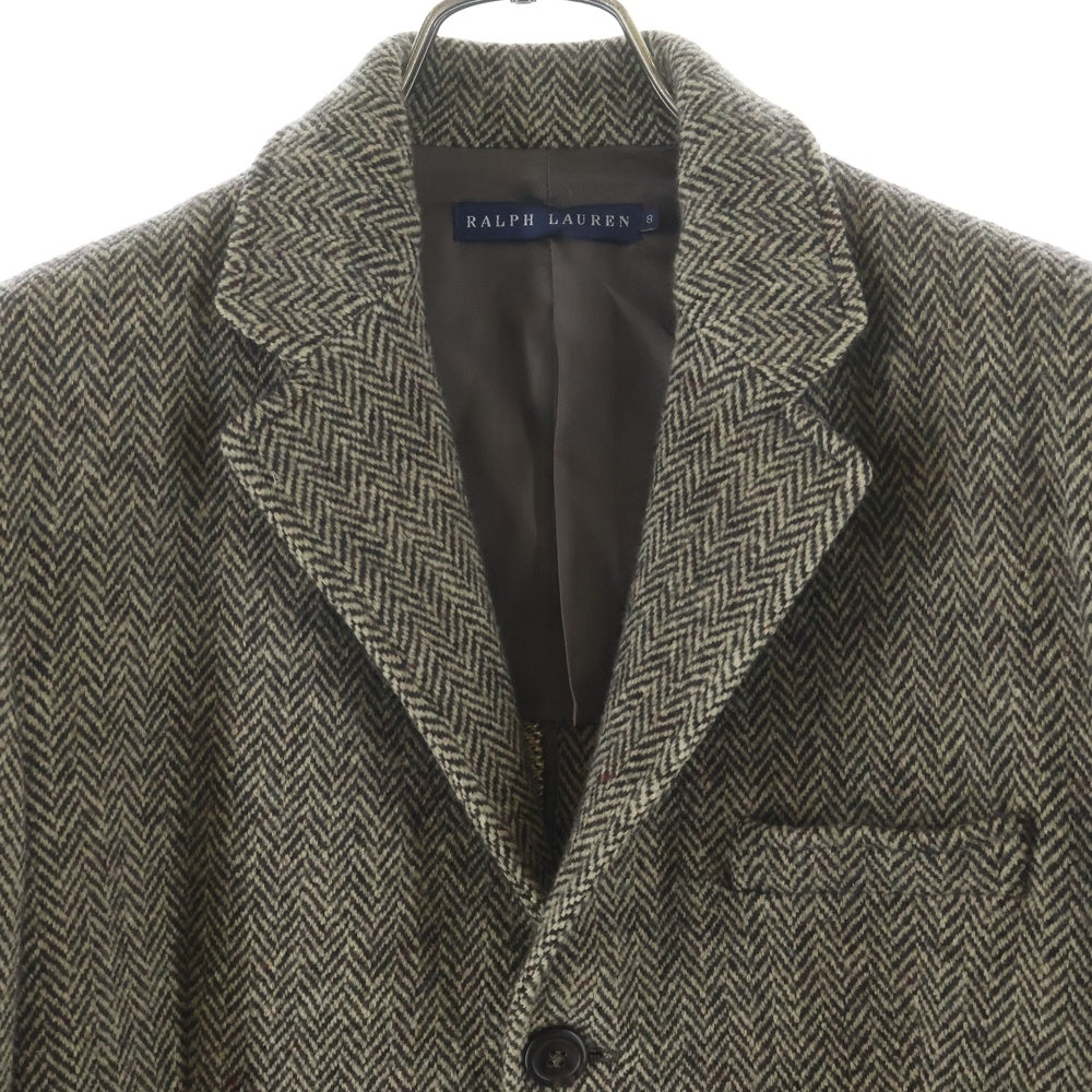 RALPH LAUREN(ラルフローレン) カシミヤ混 ウール ヘリンボーン 3B テーラードジャケット ベージュ