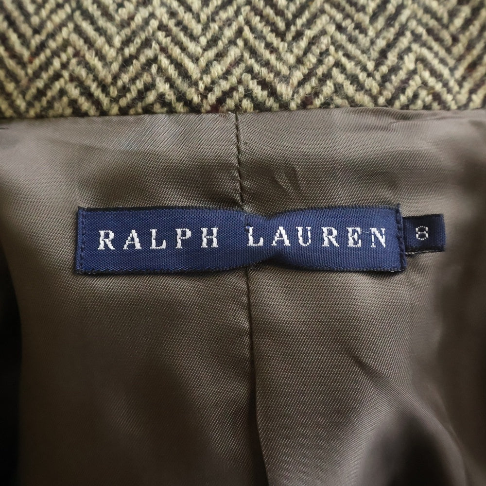 RALPH LAUREN(ラルフローレン) カシミヤ混 ウール ヘリンボーン 3B テーラードジャケット ベージュ