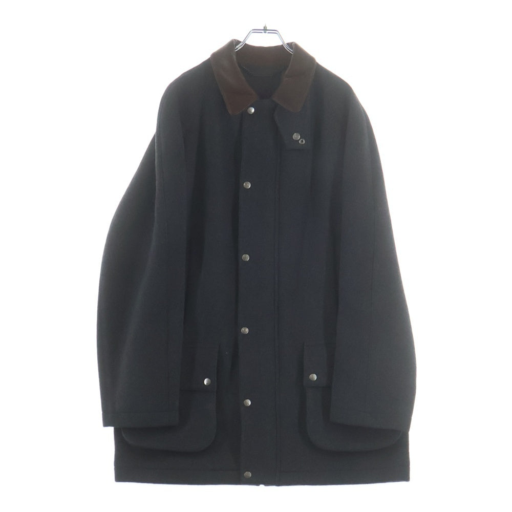 RALPH LAUREN(ラルフローレン) レザー切り替え ウール スナップボタン ジップアップ コート グレー/ブラウン