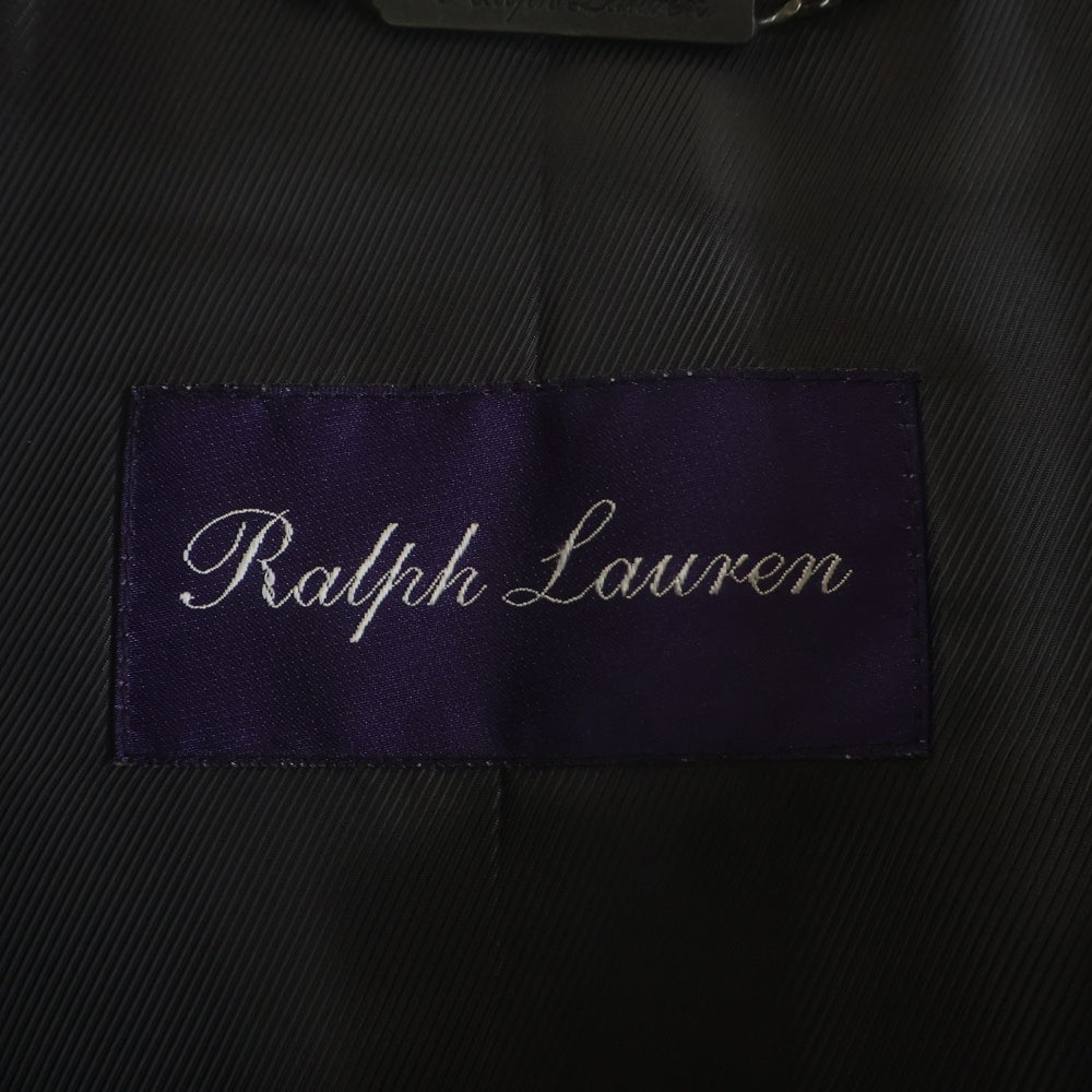 RALPH LAUREN(ラルフローレン) レザー切り替え ウール スナップボタン ジップアップ コート グレー/ブラウン