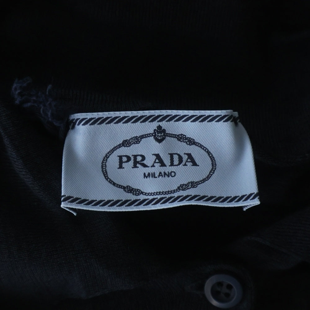 PRADA(プラダ) シルク コットン ニット 長袖ポロシャツ ネイビー DNA02S レディース
