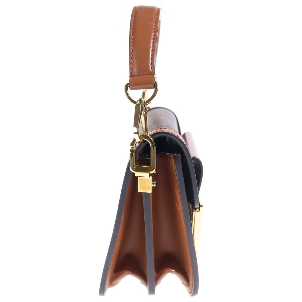 LOUIS VUITTON(ルイヴィトン) モノグラム リバース ドーフィーヌ ロックXL ショルダーバッグ ブラウン レザー×PVC M46537 ゴールド金具