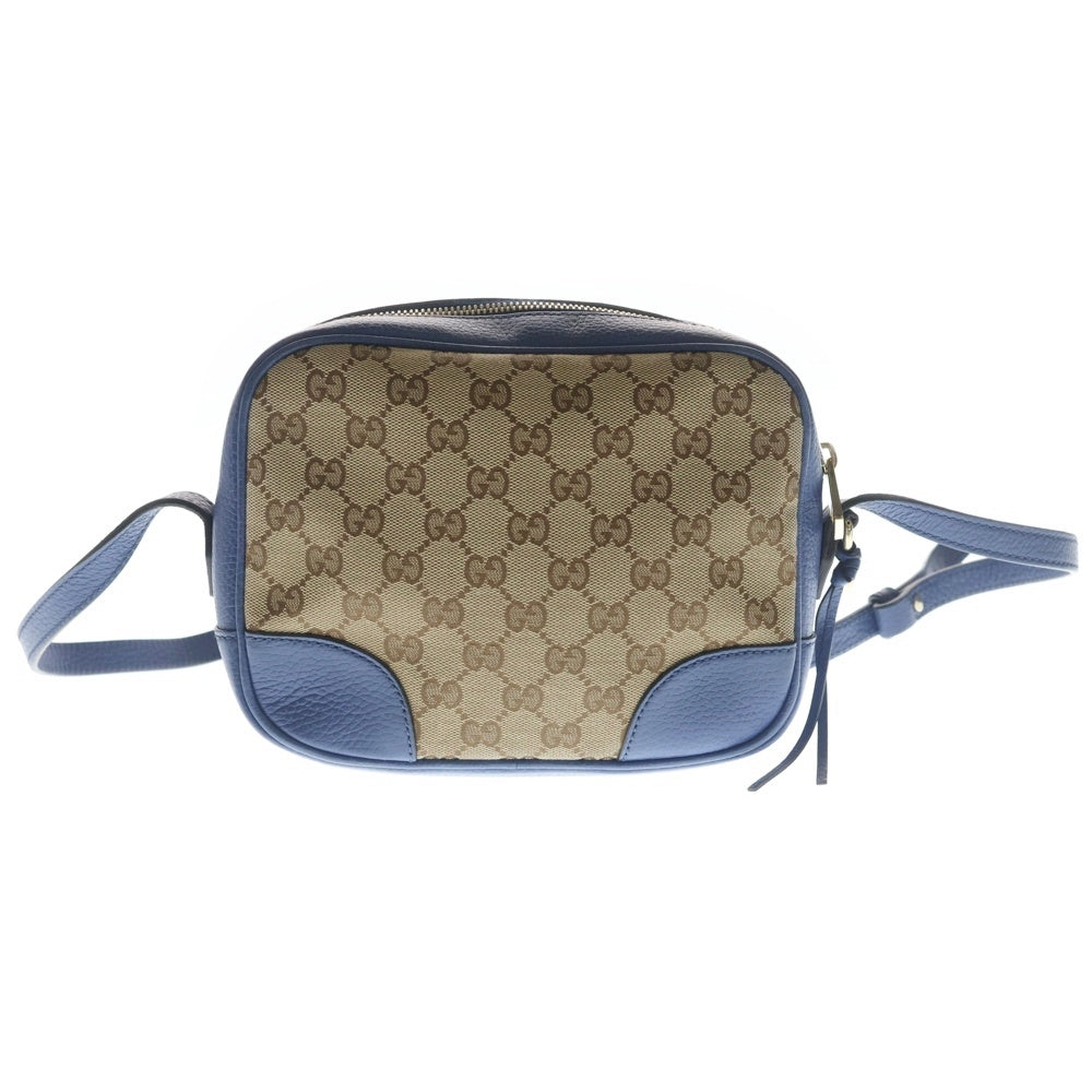 GUCCI(グッチ) GGキャンバス ショルダーバッグ ブルー×ベージュ レザー×キャンパス 449413 ゴールド金具 レディース