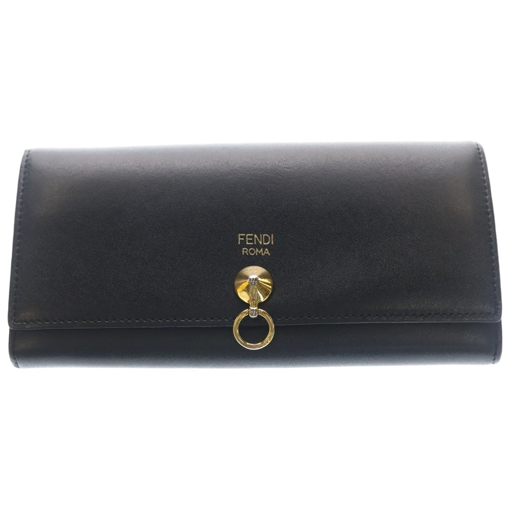 FENDI(フェンディ) バイザウェイ コンチネンタルウォレット ロングウォレット カードケース 長財布 ブラック レザー ゴールド金具 レディース