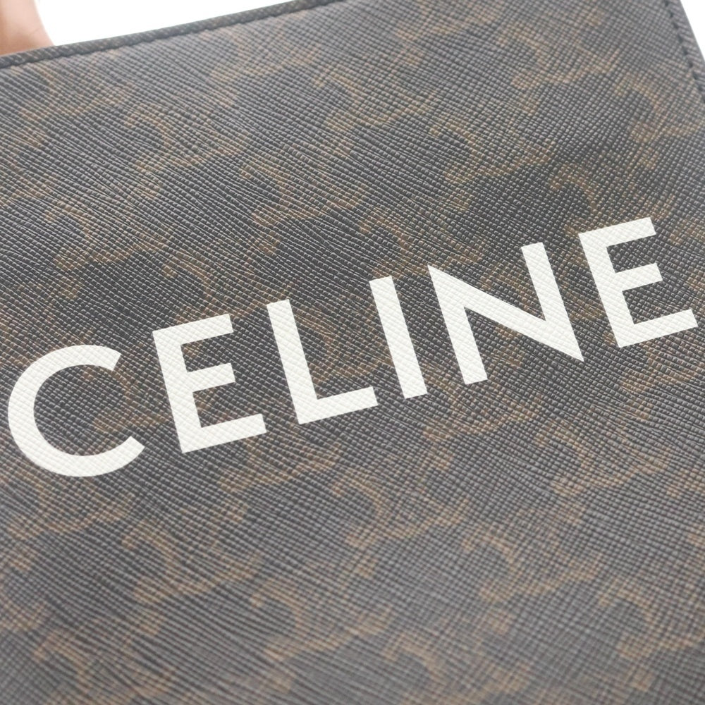 CELINE(セリーヌ) トリオンフ バーティカルカバ ミニ ショルダーバッグ ミニハンドバッグ トートバッグ ブラウン レザー×PVC ゴールド金具 レディース