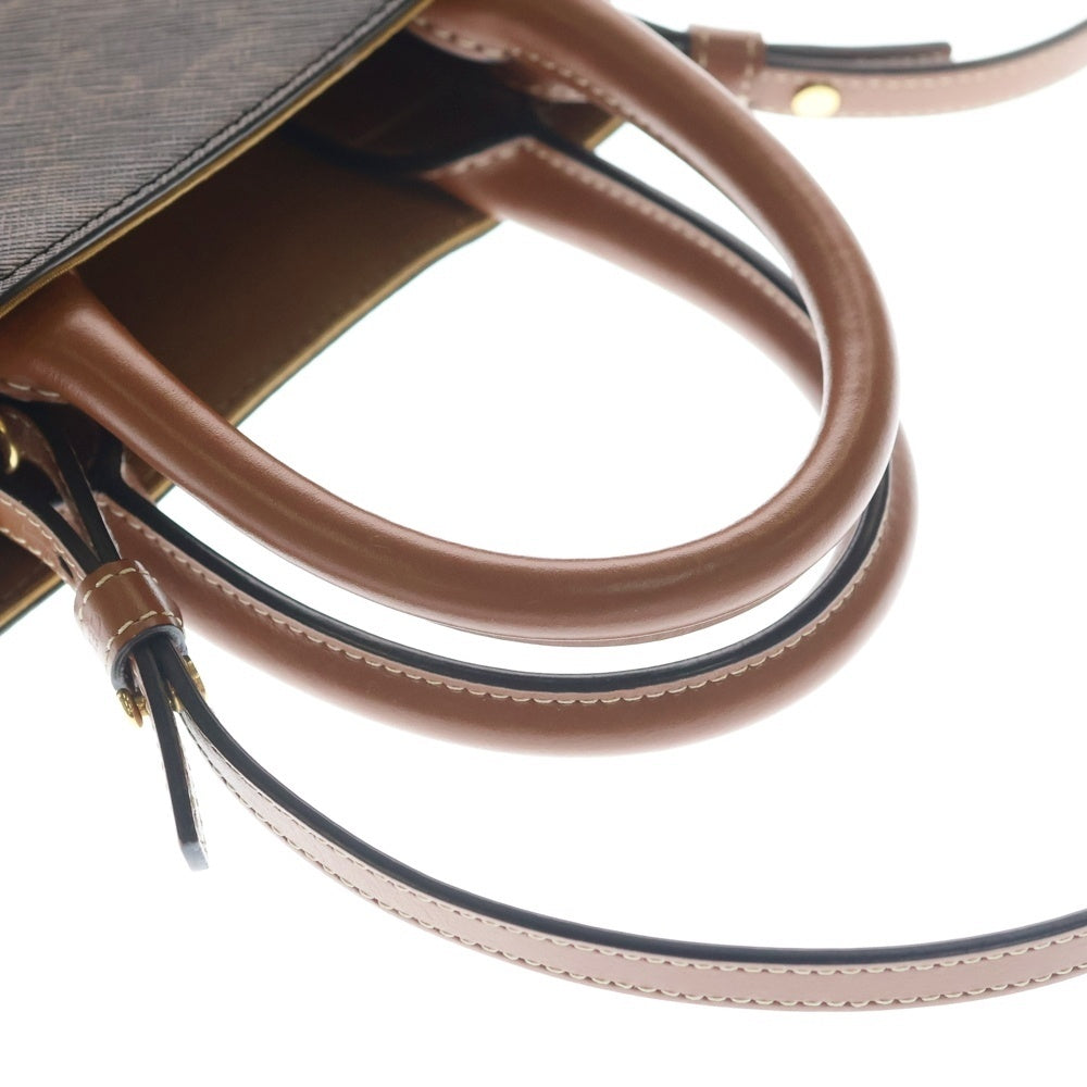CELINE(セリーヌ) トリオンフ バーティカルカバ ミニ ショルダーバッグ ミニハンドバッグ トートバッグ ブラウン レザー×PVC ゴールド金具 レディース