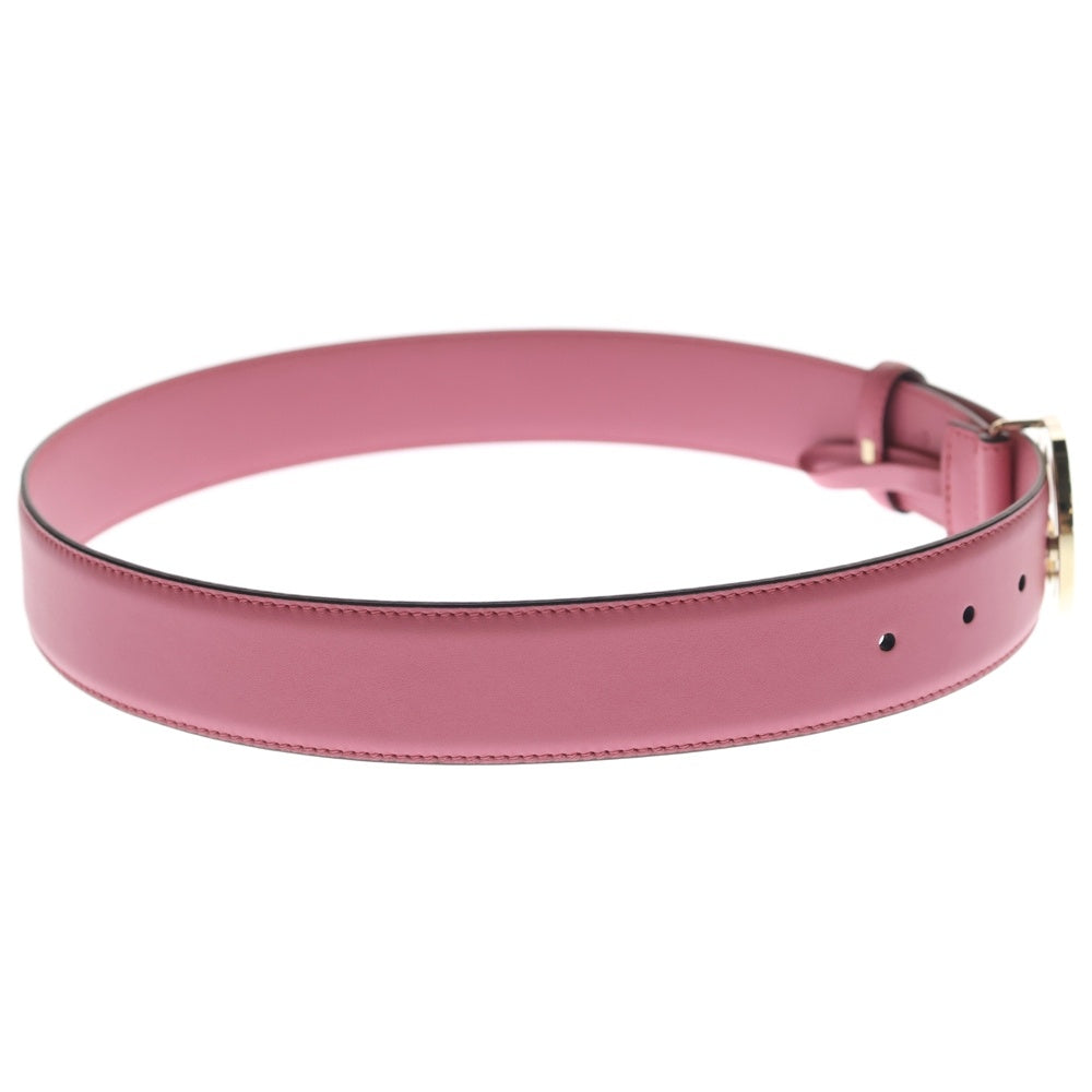 GUCCI(グッチ) インターロッキングG レザーベルト ピンク 546386 ゴールド金具 レディース
