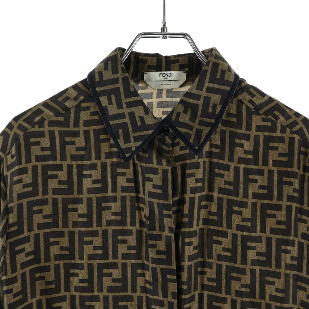 FENDI(フェンディ) ズッカ柄 シャツワンピース ブラウン レディース