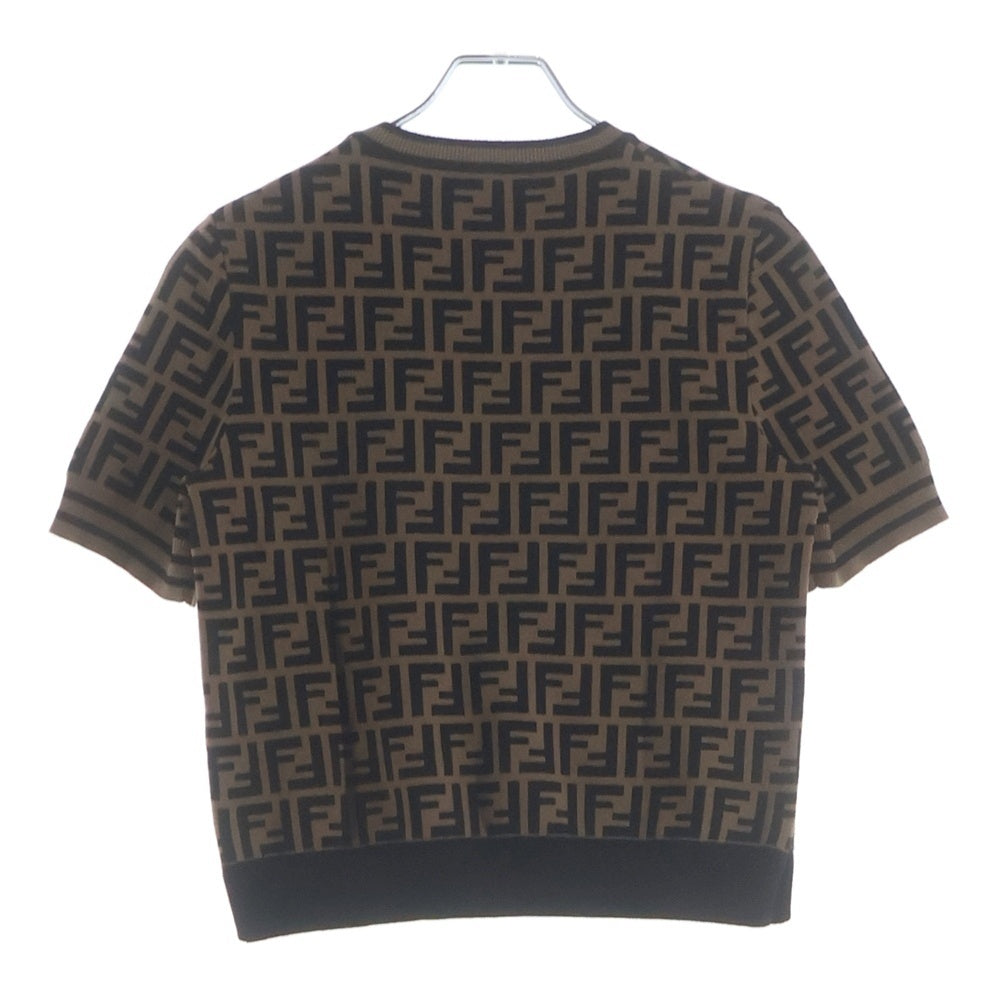FENDI(フェンディ) ズッカ柄 クルーネック半袖Tシャツ ブラウン レディース